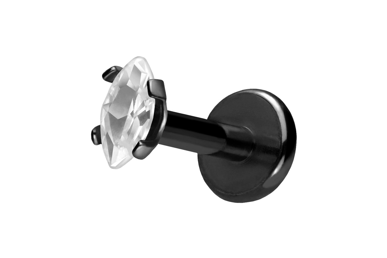 Titan Labret Piercing mit Push Fit EINGEFASSTER KRISTALLTROPFEN